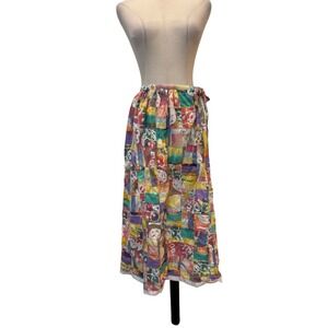 Vintage 70s Patchwork Skirt Medium Maxi Colorful Handmade Hippie Boho Unique Art